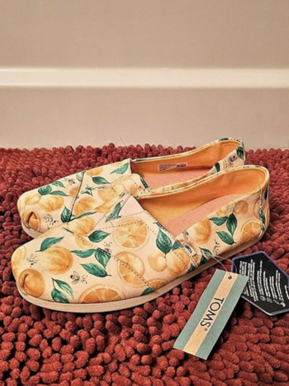 TOMS Alpargata Classic Yellow Lemon Print Flats